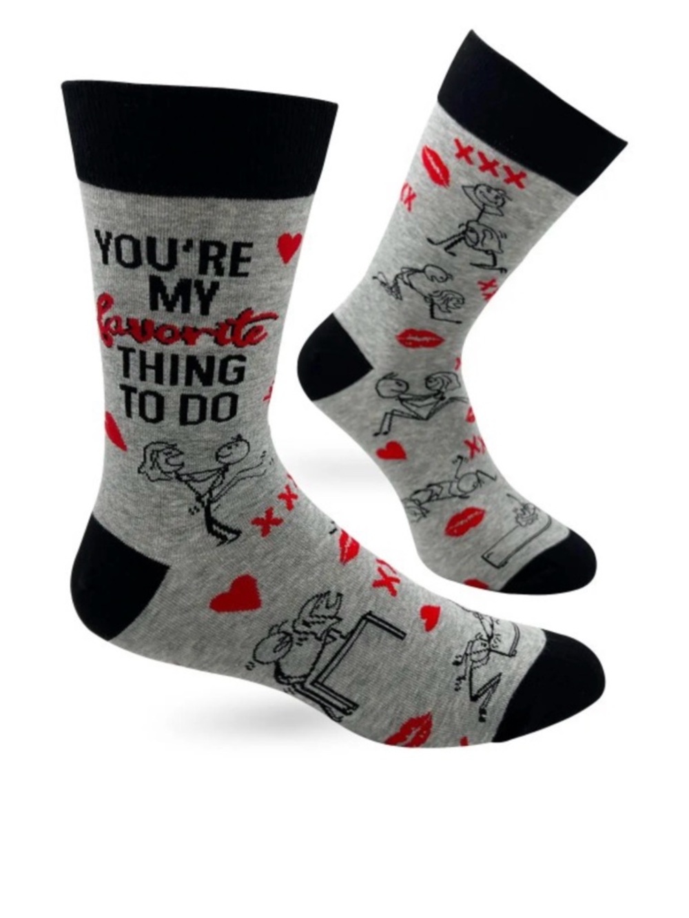 •My Favorite Thing To Do• Red & Black Unisex Novelty Crew Socks
